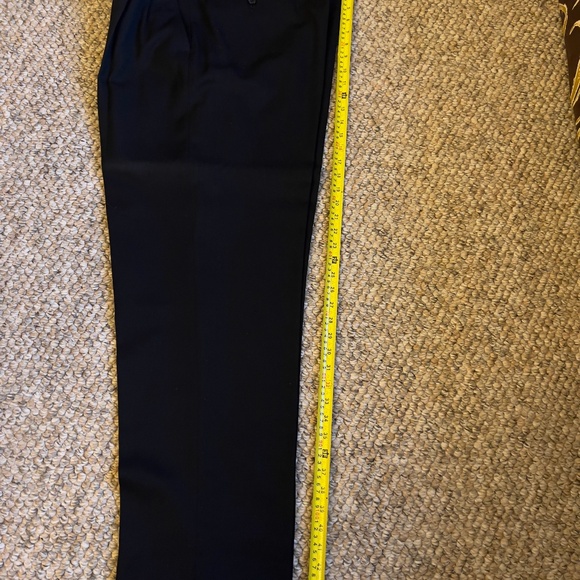 Rafael Mens Classic Fit Solid Black Flat Wool Dress Pants - Picture 5 of 7